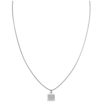 Ανδρικό κολιέ Tommy Hilfiger 2790543 από ατσάλι σε ασημί χρώμα με τετράγωνο κρεμαστό στοιχείο.